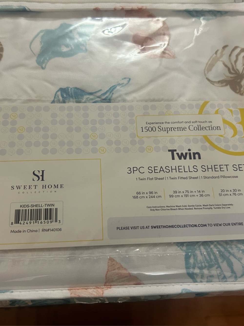 Twin Seashells Sheet Set - Pink & Blue